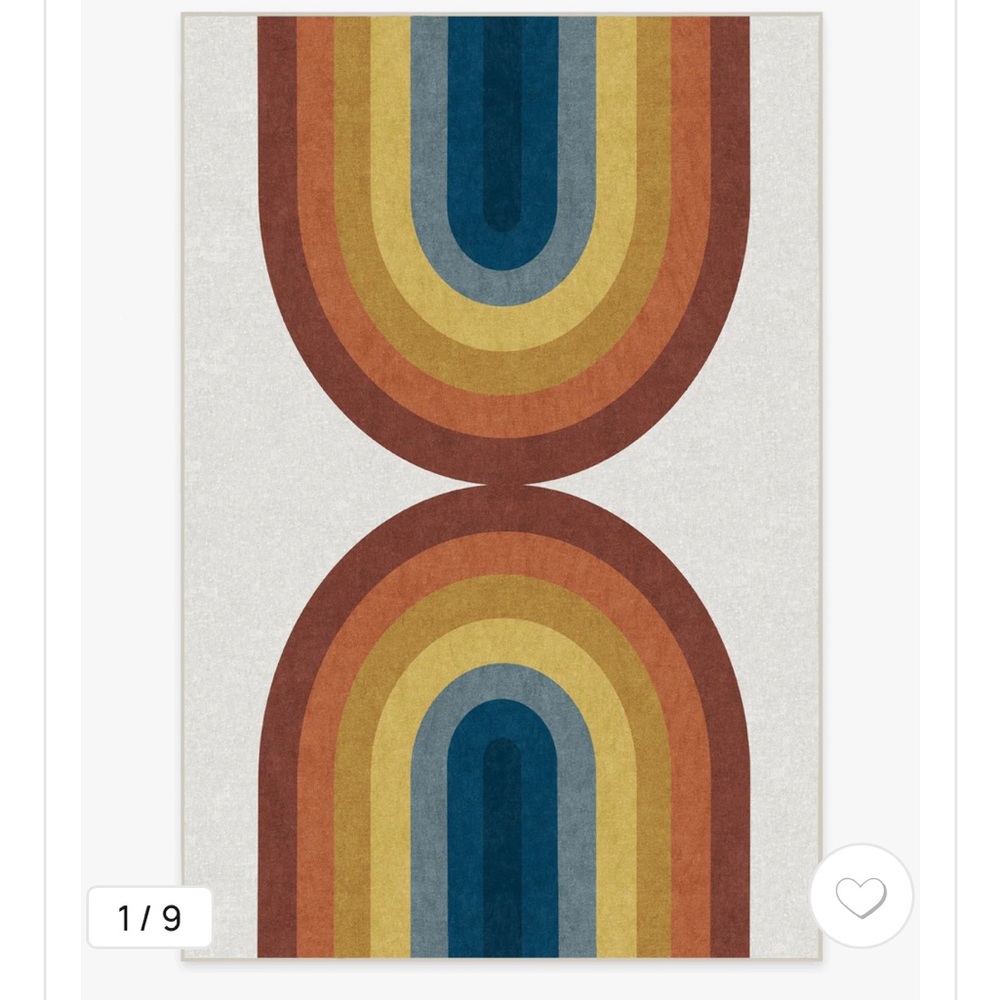 Vintage Style Washable Rainbow Pattern Rug - Picture 4 of 5